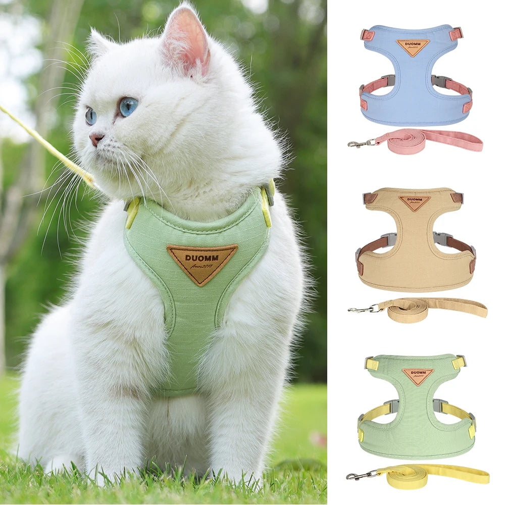 Soft Suede Cat Harness & Leash Set